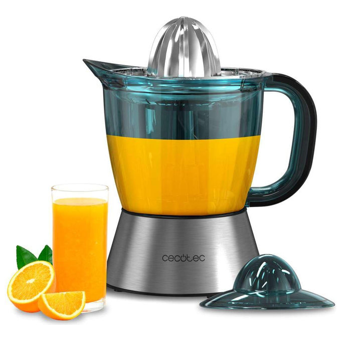 Cecotec Zitra Steel spremiagrumi elettrico, 40 W, rotazione bidirezionale, 2 coni, capacita' 1 L, filtro regolabile, accensione automatica