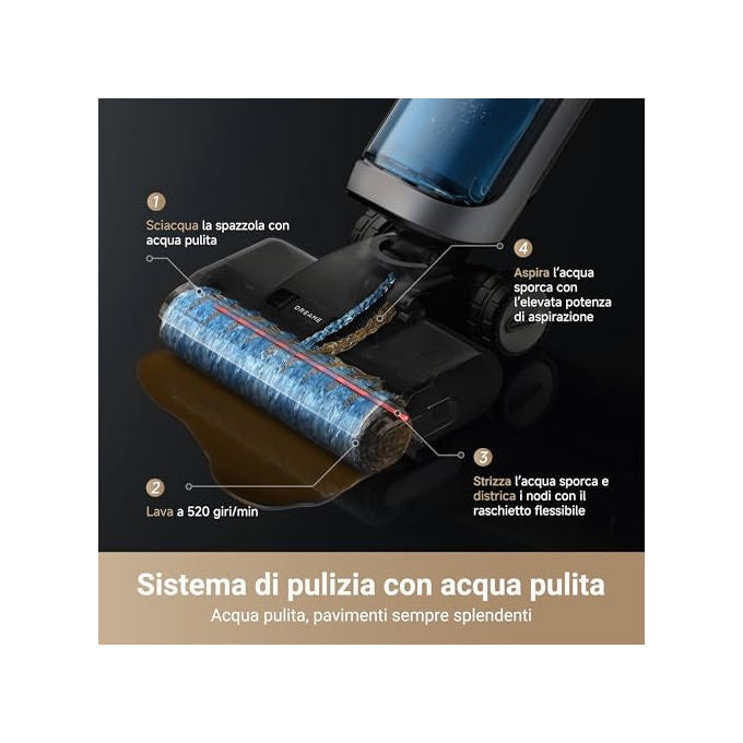 Dreame HHR31A H14 Pro Combo VM Lavapavimenti Senza Filo Wet Dry 18.000 Pa 400W autonomia 40 min filtro HEPA colore Nero