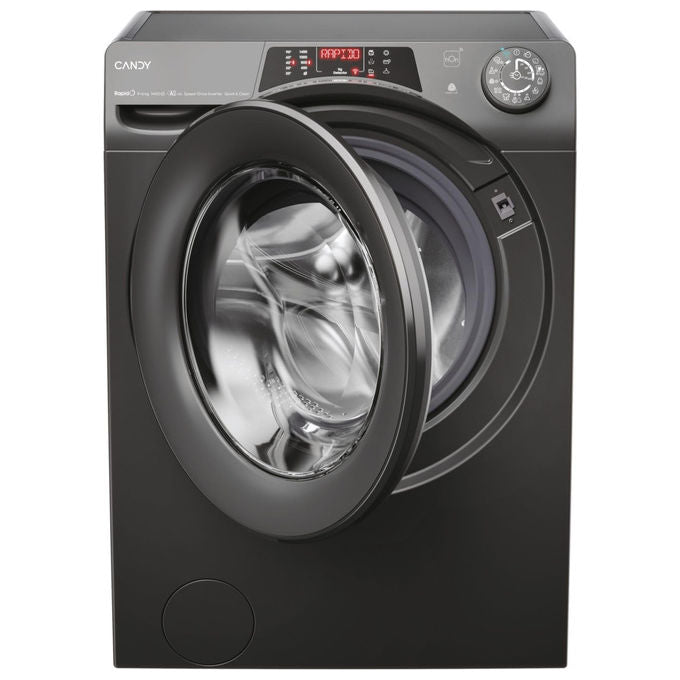 Candy ROW4966DWRR7-S RapidÓ Lavasciuga Frontale 9-6 Kg 1400 rpm Classe D Inverter Vapore Wi-Fi Bluetooth (85x60x58 cm) colore Antracite