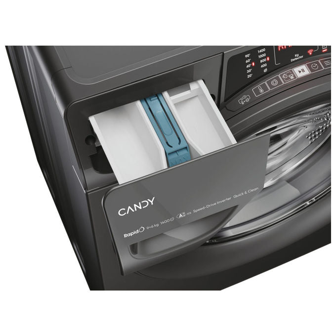 Candy ROW4966DWRR7-S RapidÓ Lavasciuga Frontale 9-6 Kg 1400 rpm Classe D Inverter Vapore Wi-Fi Bluetooth (85x60x58 cm) colore Antracite