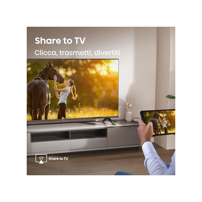 Hisense smart tv 32 pollici, 32E43QT, HD ready, LED, VIDAA U8, DVB-T2-S2, game mode, AirPlay 2, Wi-Fi, nero