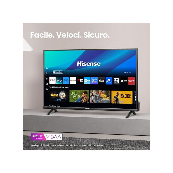 Hisense smart tv 32 pollici, 32E43QT, HD ready, LED, VIDAA U8, DVB-T2-S2, game mode, AirPlay 2, Wi-Fi, nero