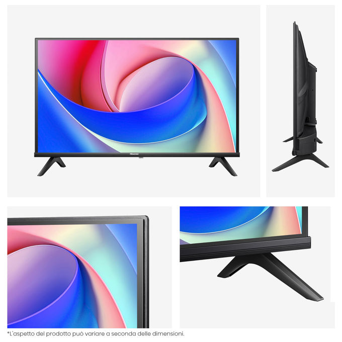 Hisense smart tv 32 pollici, 32E43QT, HD ready, LED, VIDAA U8, DVB-T2-S2, game mode, AirPlay 2, Wi-Fi, nero
