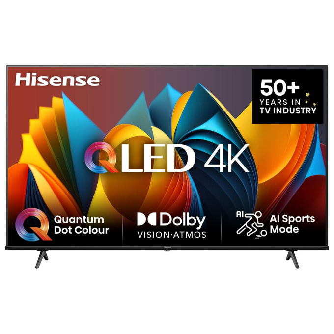 Hisense smart tv QLED 55 pollici 4K, 55E7Q, Dolby Vision, Dolby Atmos, HDR10+, VIDAA, Wi-Fi, game mode