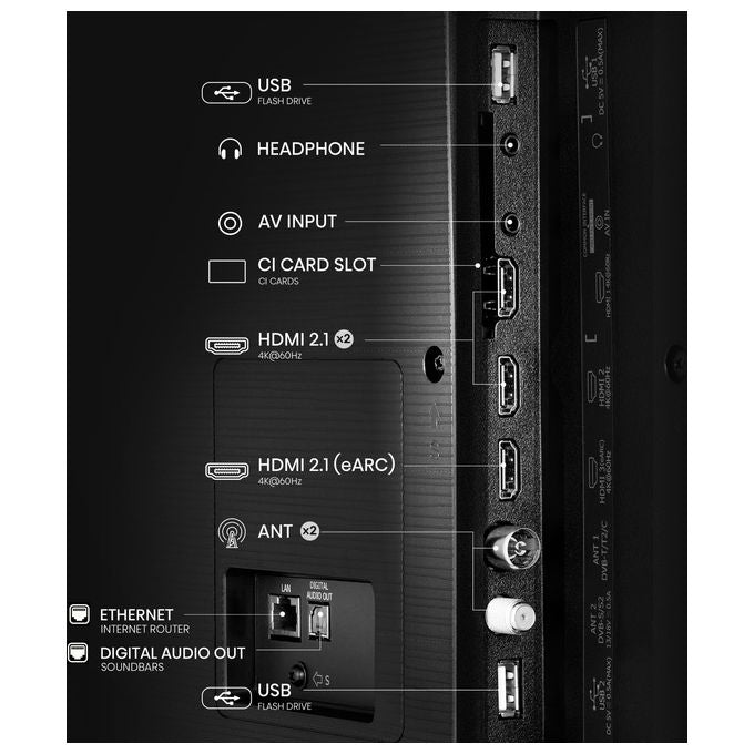 Hisense smart tv 85 pollici 4K, 85A6Q, Direct-LED, Dolby Vision, HDR10+, VIDAA, Game Mode Plus, Wi-Fi, Bluetooth