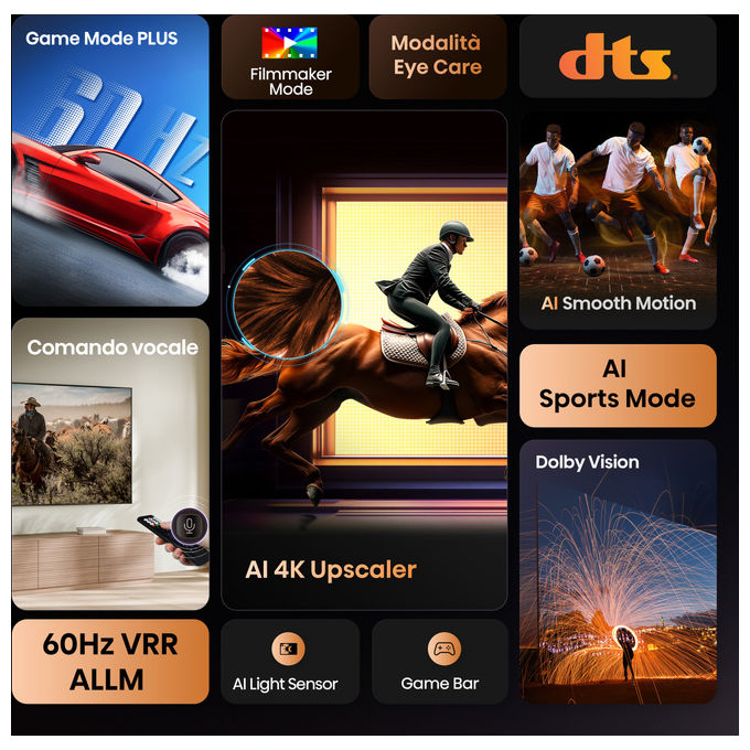 Hisense smart tv 85 pollici 4K, 85A6Q, Direct-LED, Dolby Vision, HDR10+, VIDAA, Game Mode Plus, Wi-Fi, Bluetooth
