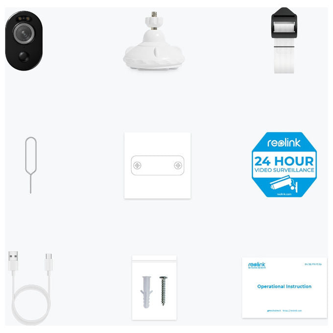 Reolink BWC4K01 Argus Series B350 Telecamera di Sicurezza IP 4K 8MP Wi-Fi Batteria 6000 mAh Visione Notturna IR IP65 colore Bianco