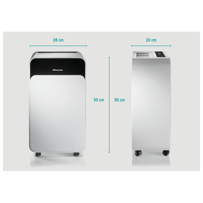 Hisense deumidificatore D16CW, 16 litri al giorno, wifi, timer, funzione asciugatura, silenzioso 40 dB, Bianco