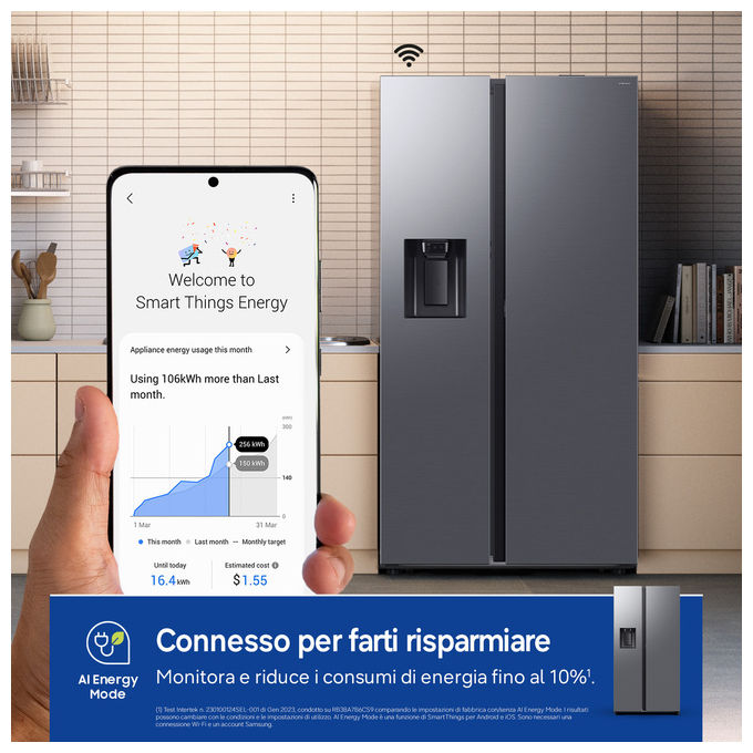Samsung RS80F67KCTEF Frigorifero Side by Side 634 L No Frost Twin Cooling Plus Acciaio inox