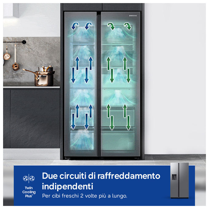 Samsung RS80F67KCTEF Frigorifero Side by Side 634 L No Frost Twin Cooling Plus Acciaio inox