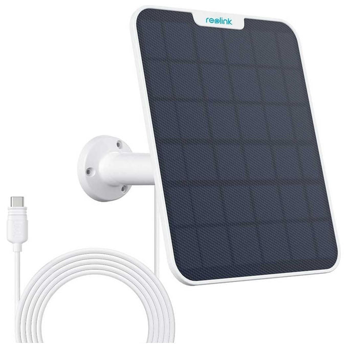 Reolink pannello solare 6 W, USB tipo-C, IP65, cavo 4 m, per telecamere a batteria, esterno, Bianco