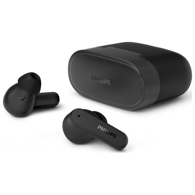 Philips TAT2000BK auricolari true wireless in-ear, bluetooth 5.4, 32 ore, driver 6mm bassi dinamici, 4 microfoni, IPX4, nero