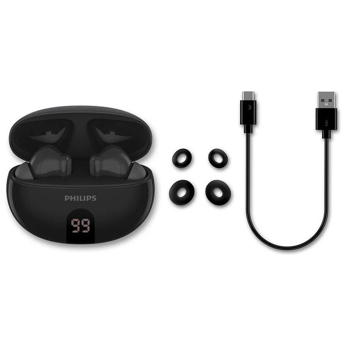 Philips TAT2520BK-00 auricolari wireless in-ear, cancellazione attiva del rumore, Bluetooth 5.4, IPX4, autonomia 20h, ricarica rapida, nero
