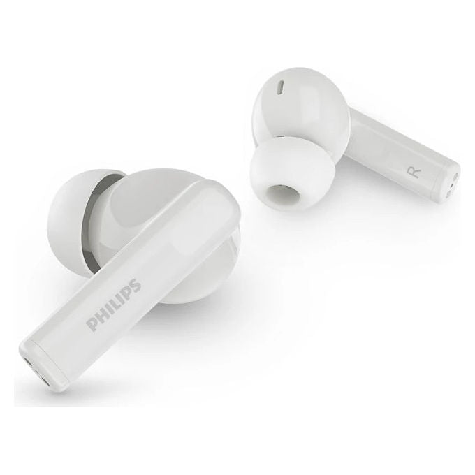 Philips auricolari true wireless TAT2520WT-00, cancellazione attiva del rumore, bluetooth 5.4, autonomia 20 ore, IPX4, bianco