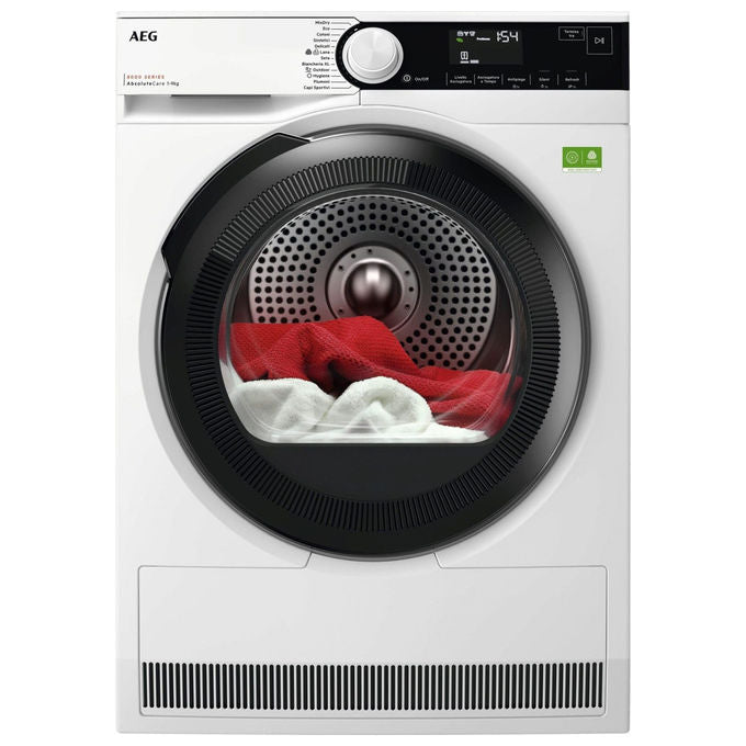 AEG TR8HD9B Serie 8000 AbsoluteCare Asciugatrice Pompa di Calore 9 Kg Classe B Motore Inverter (85x59,6x63,6 cm) colore Bianco
