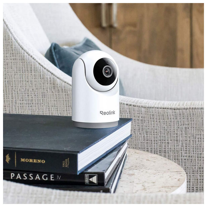 Reolink E321 telecamera Wi-Fi per interni, cupola, 3 MP, pan e tilt 355°, visione notturna 12 m, audio bidirezionale, bianca