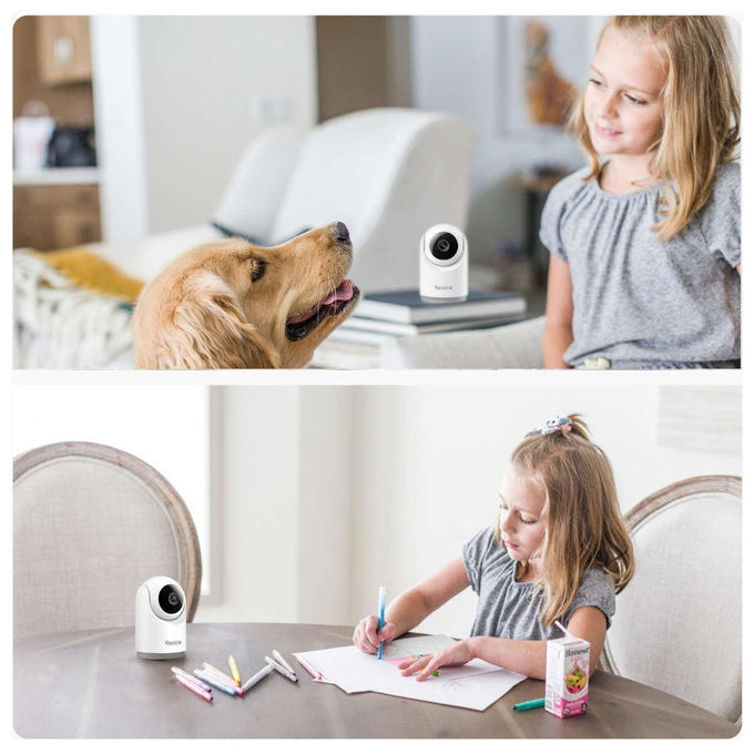 Reolink E321 telecamera Wi-Fi per interni, cupola, 3 MP, pan e tilt 355°, visione notturna 12 m, audio bidirezionale, bianca