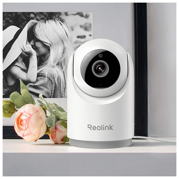 Reolink E321 telecamera Wi-Fi per interni, cupola, 3 MP, pan e tilt 355°, visione notturna 12 m, audio bidirezionale, bianca
