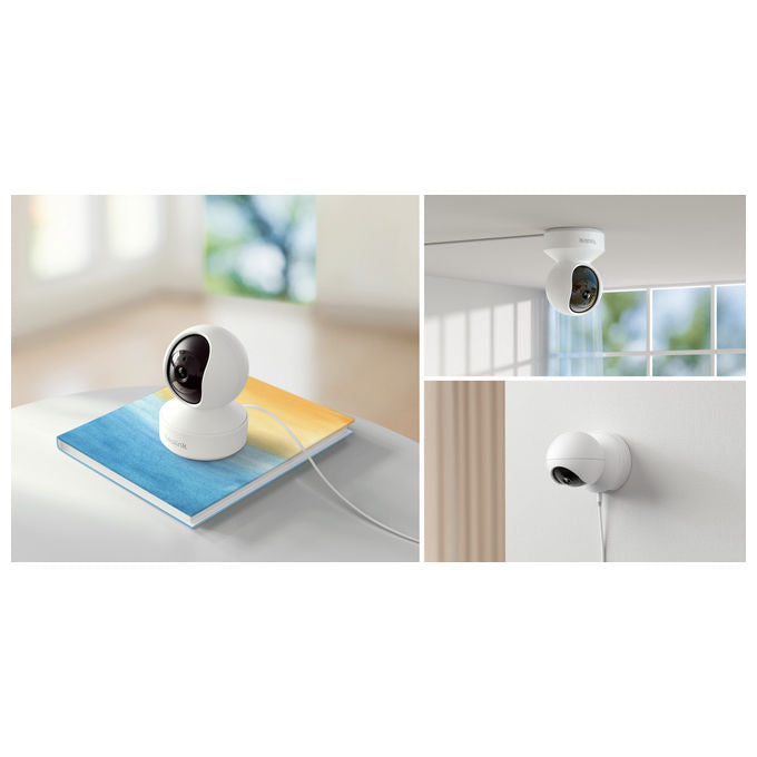 Reolink telecamera di sorveglianza E330, 5MP 2K+, Wi-Fi dual band, pan tilt 355°, visione notturna 12m, audio bidirezionale, bianca