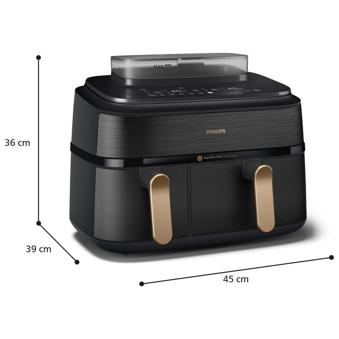 Philips NA552-00 Serie 5000 Friggitrice ad aria doppio cestello 9 L 2750 W 12 programmi touch display LED colore Nero