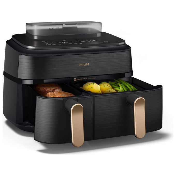 Philips NA552-00 Serie 5000 Friggitrice ad aria doppio cestello 9 L 2750 W 12 programmi touch display LED colore Nero