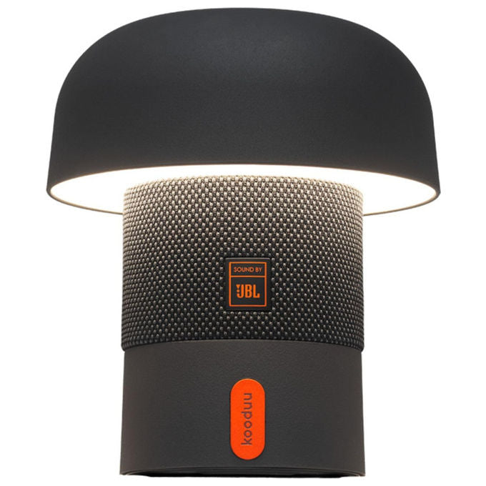 Kooduu Sensa Play Mini, lampada da tavolo con altoparlante Bluetooth, sound by JBL, LED dimmerabile, IP53, ricarica USB-C, antracite