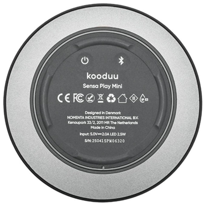 Kooduu Sensa Play Mini, lampada da tavolo con altoparlante Bluetooth, sound by JBL, LED dimmerabile, IP53, ricarica USB-C, antracite