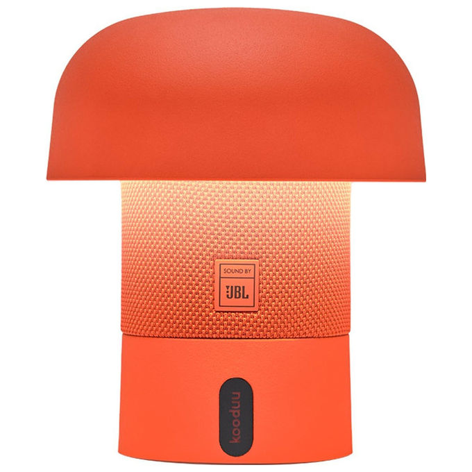 Kooduu Sensa Play Mini, altoparlante bluetooth con lampada LED, JBL, 8W, IP53, batteria ricaricabile USB-C, arancione