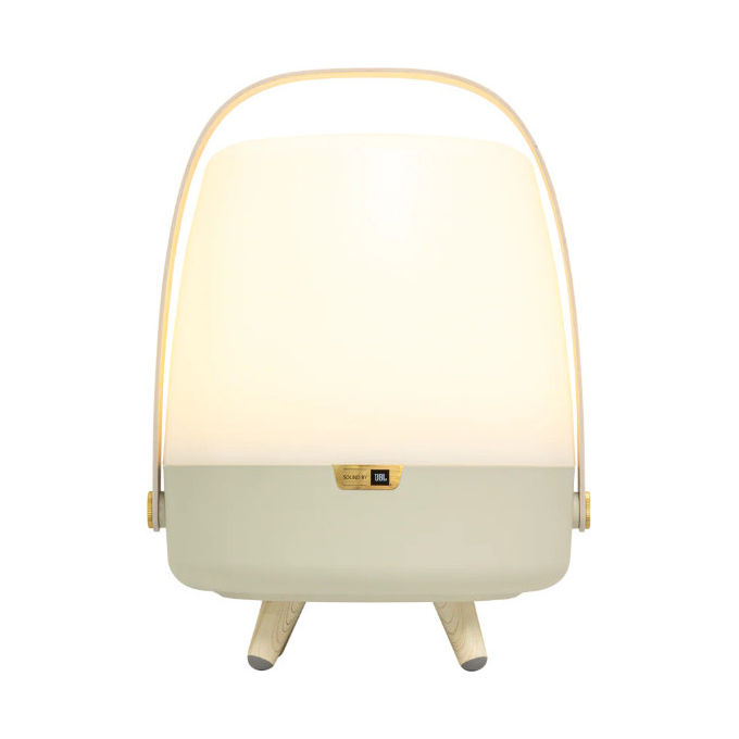 Kooduu Lite-up Play 2.0, lampada altoparlante bluetooth, suono JBL 10W, luce LED 2W, batteria 11h, TWS, USB-C, sabbia Bianco legno