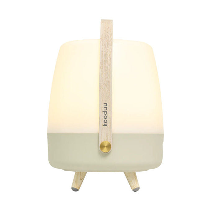 Kooduu Lite-up Play 2.0, lampada altoparlante bluetooth, suono JBL 10W, luce LED 2W, batteria 11h, TWS, USB-C, sabbia Bianco legno