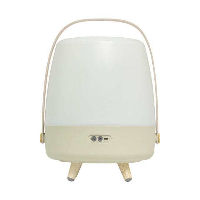 Kooduu Lite-up Play 2.0, lampada altoparlante bluetooth, suono JBL 10W, luce LED 2W, batteria 11h, TWS, USB-C, sabbia Bianco legno