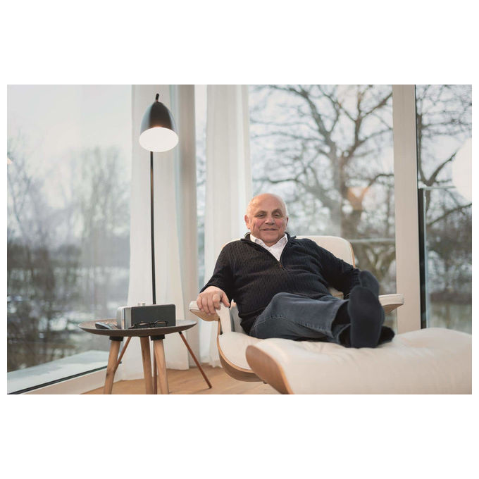 Faller Oskar amplificatore vocale per tv, wireless, ingresso ottico e aux, uscita cuffie, batteria 16h, grigio alluminio