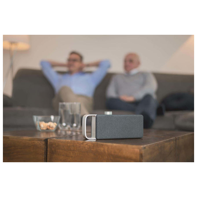Faller Oskar amplificatore vocale per tv, wireless, ingresso ottico e aux, uscita cuffie, batteria 16h, grigio alluminio