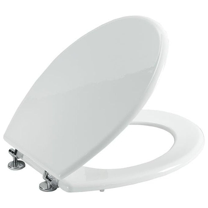 Gedy copriwater universale Acquamarina, sedile wc in MDF, cerniere cromall, finitura bianca, 35,5x43 cm