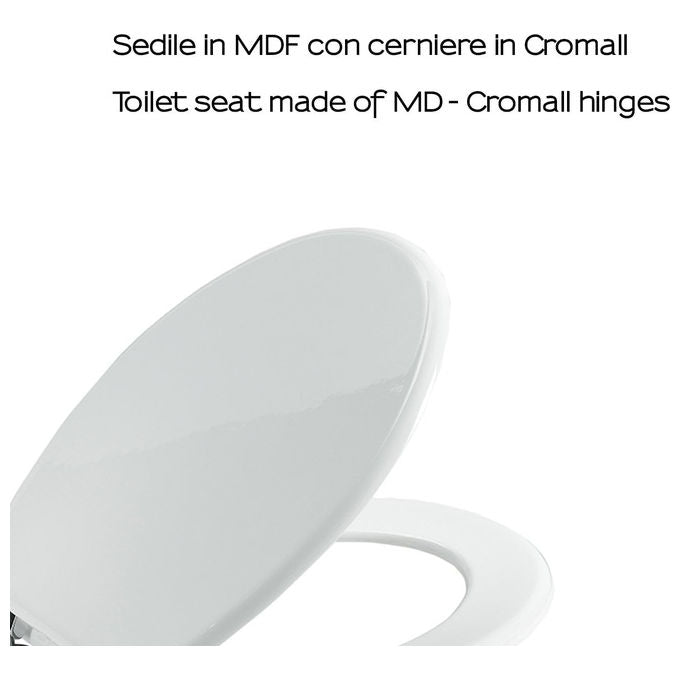 Gedy copriwater universale Acquamarina, sedile wc in MDF, cerniere cromall, finitura bianca, 35,5x43 cm
