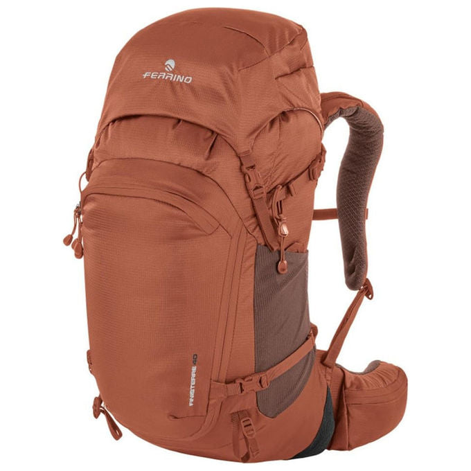 Ferrino zaino trekking Finisterre 30, 30 litri, schienale Dry Net System, apertura frontale, coprizaino incluso, rosso