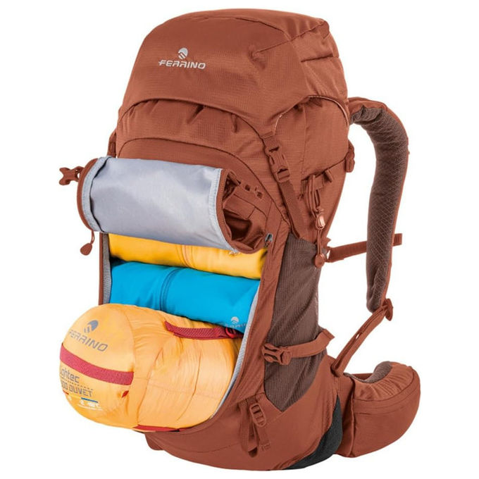 Ferrino zaino trekking Finisterre 30, 30 litri, schienale Dry Net System, apertura frontale, coprizaino incluso, rosso