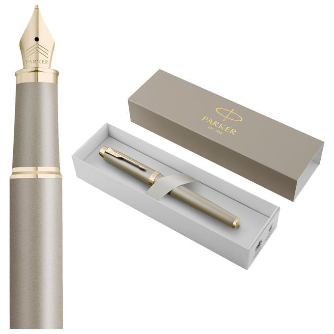 Parker penna stilografica IM, Finishing Touch, finitura arenaria, pennino fine, inchiostro blu, confezione regalo