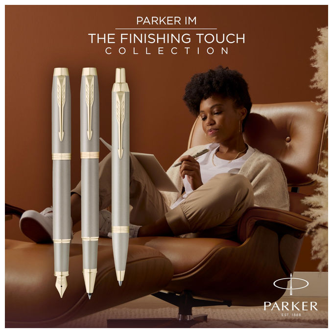 Parker penna stilografica IM, Finishing Touch, finitura arenaria, pennino fine, inchiostro blu, confezione regalo