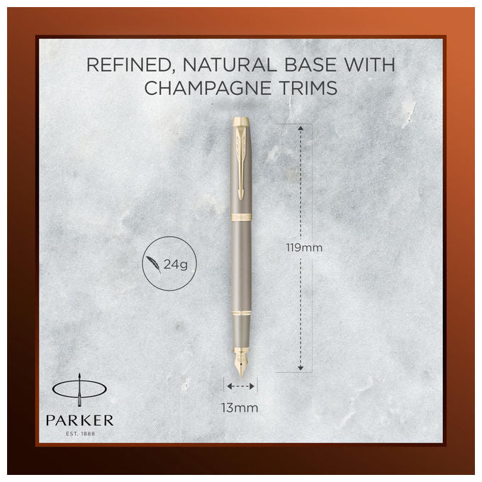Parker penna stilografica IM, Finishing Touch, finitura arenaria, pennino fine, inchiostro blu, confezione regalo