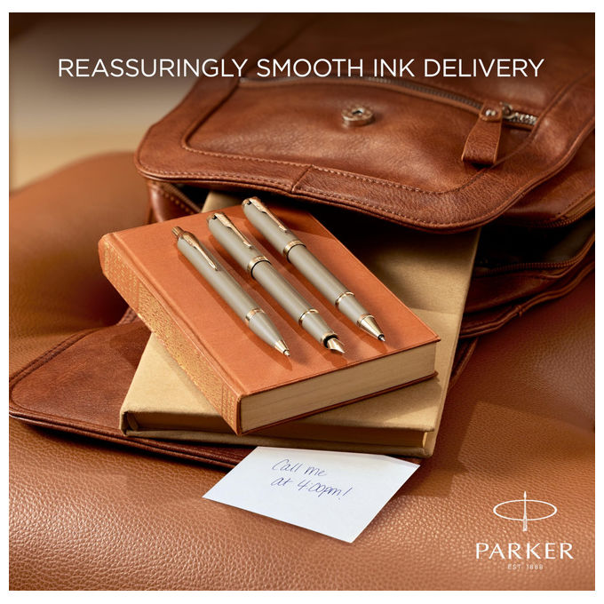 Parker penna stilografica IM, Finishing Touch, finitura arenaria, pennino fine, inchiostro blu, confezione regalo