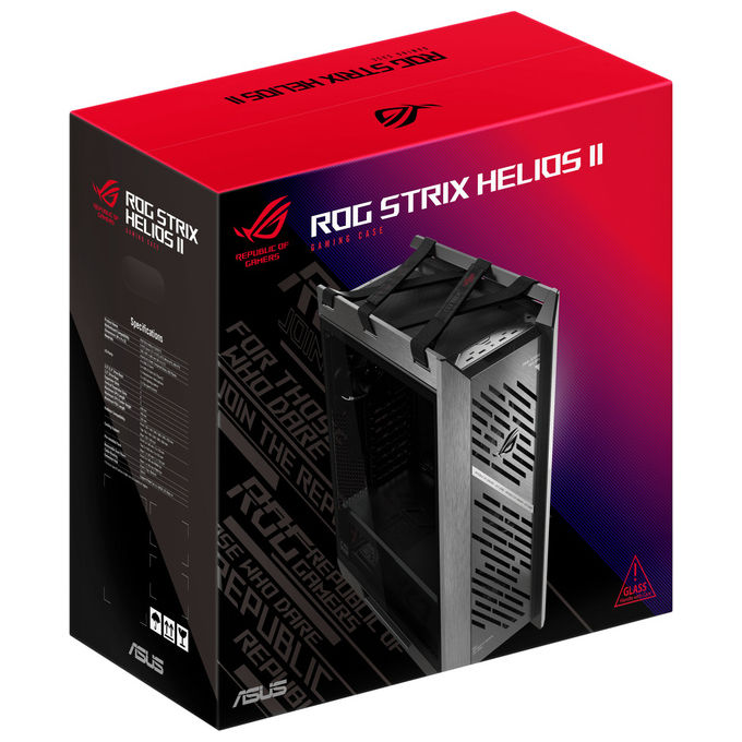 ASUS ROG Strix Helios II GX601S, case midi tower gaming, vetro temperato, alluminio CNC, E-ATX ATX mATX mini-ITX, 4x ventole 140 mm, ARGB, nero