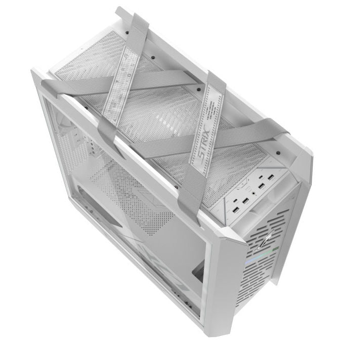 ASUS ROG Strix Helios II case midi tower, bianco, vetro temperato, ATX E-ATX mATX mini-ITX, alluminio CNC, 4x ventole 140 mm, ARGB Aura Sync