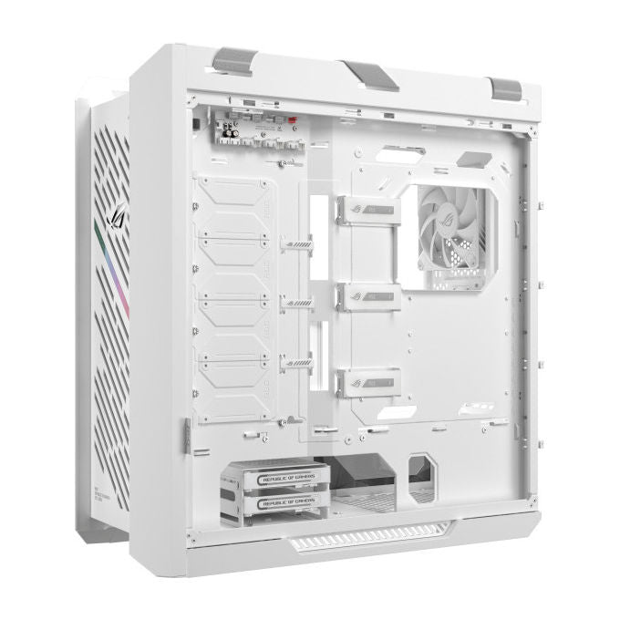 ASUS ROG Strix Helios II case midi tower, bianco, vetro temperato, ATX E-ATX mATX mini-ITX, alluminio CNC, 4x ventole 140 mm, ARGB Aura Sync