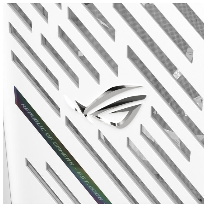 ASUS ROG Strix Helios II case midi tower, bianco, vetro temperato, ATX E-ATX mATX mini-ITX, alluminio CNC, 4x ventole 140 mm, ARGB Aura Sync