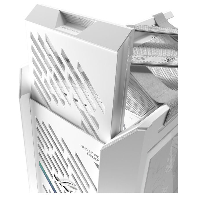 ASUS ROG Strix Helios II case midi tower, bianco, vetro temperato, ATX E-ATX mATX mini-ITX, alluminio CNC, 4x ventole 140 mm, ARGB Aura Sync