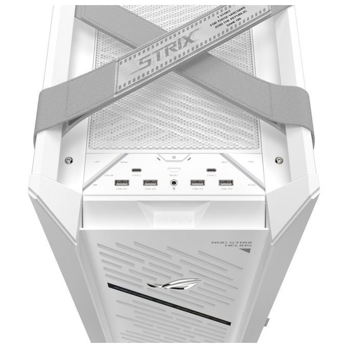 ASUS ROG Strix Helios II case midi tower, bianco, vetro temperato, ATX E-ATX mATX mini-ITX, alluminio CNC, 4x ventole 140 mm, ARGB Aura Sync