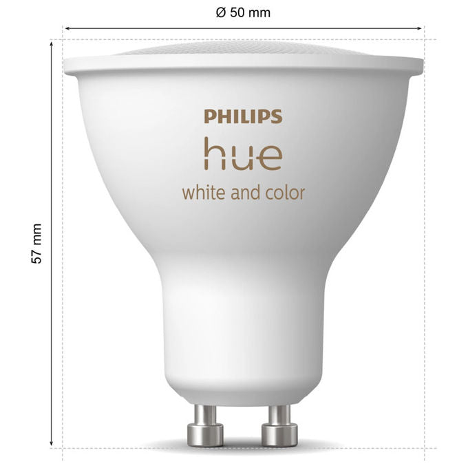 Philips Hue faretto connesso GU10, white and color ambiance, LED 4,2 W, 400 lm, Bluetooth e Zigbee, compatibile Alexa e Google Assistant