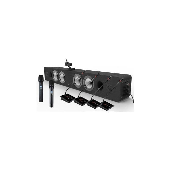 Rinovo Empire Media Conference System 6, sistema videoconferenza 4K, 6 microfoni inclusi, webcam autofocus, altoparlanti, nero