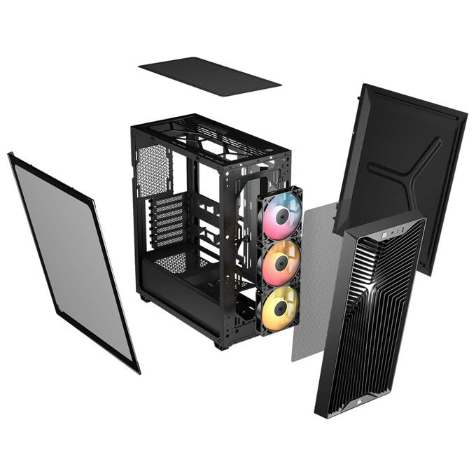 Corsair 3200D RS ARGB, case mid-tower per PC, vetro temperato, 3 ventole ARGB 120 mm, supporto radiatore 360 mm, nero